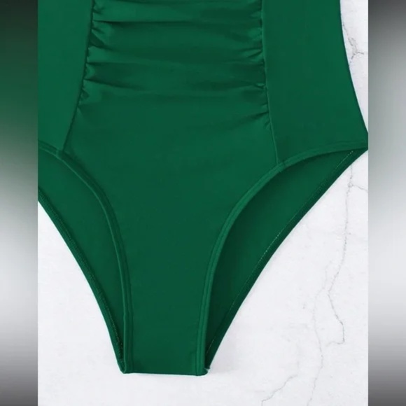 Colorful Cut out Adjustable Straps Ruched Monokini One Piece Swimsuit - Picture 6 of 14